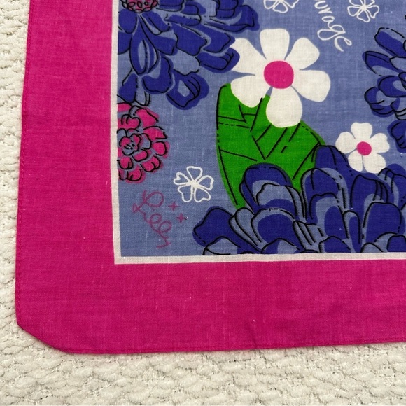 LILLY PULITZER x FORD Breast Cancer Awareness Cotton Square Scarf - Picture 8 of 8